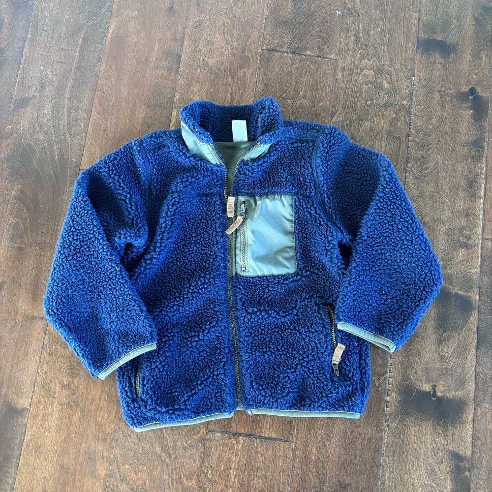 Carter's Boys Size 6 Small Sherpa Sweatshirt Shacket Blue Green Zip Up